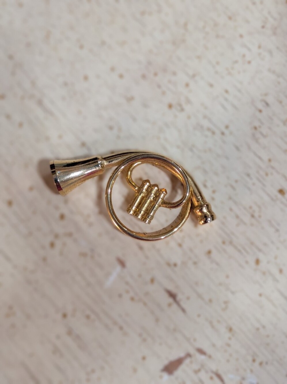 Gold French Horn Music Charm Pendant - Women Jewelry